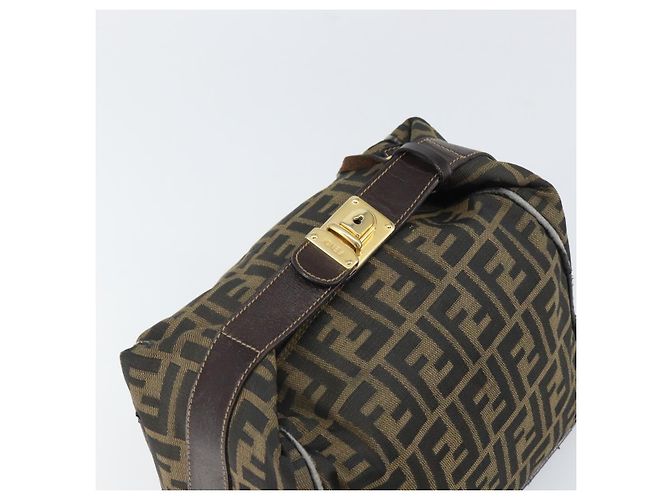 FENDI Zucca Canvas Handtasche Braun Schwarz Auth 160054 - Ansicht 6