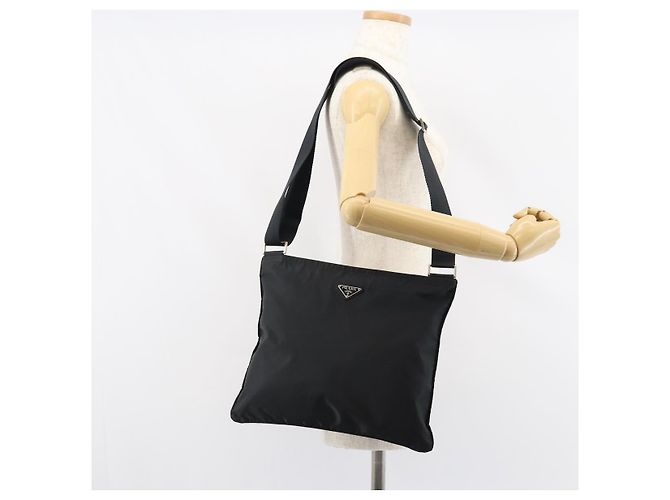 Bolso de Hombro PRADA Nylon Negro Plata Auténtico 160714 - vista 21