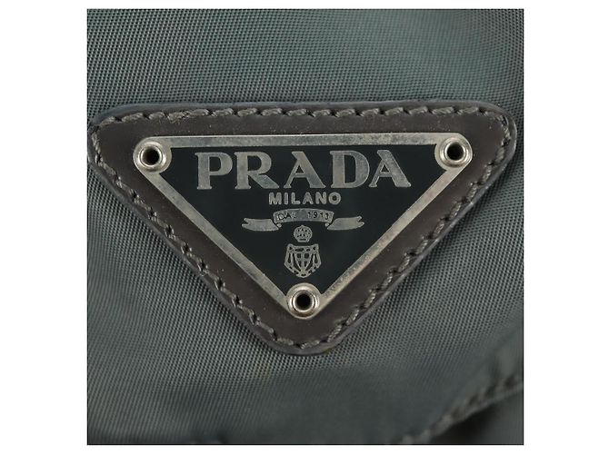 PRADA Backpack Nylon Gray Silver Auth gh1618 Brown Silvery - view 18