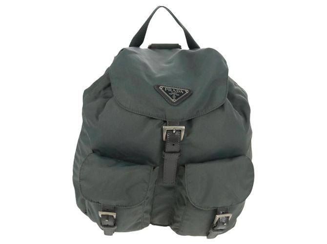 PRADA Backpack Nylon Gray Silver Auth gh1618 Brown Silvery - view 2
