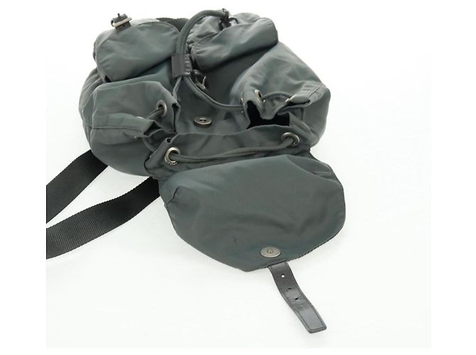 PRADA Backpack Nylon Gray Silver Auth gh1618 Brown Silvery - view 24