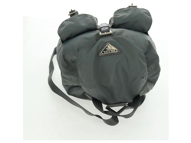 PRADA Backpack Nylon Gray Silver Auth gh1618 Brown Silvery - view 6