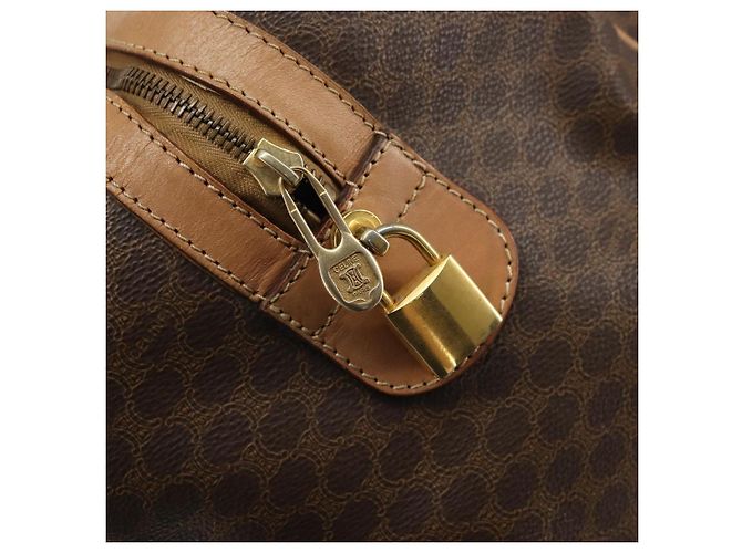 Céline Borsa Boston in tela Macadam CELINE in pelle PVC marrone oro Auth 160040 D'oro - vista 16