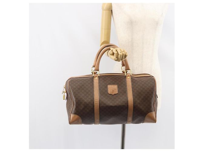 Céline Borsa Boston in tela Macadam CELINE in pelle PVC marrone oro Auth 160040 D'oro - vista 21