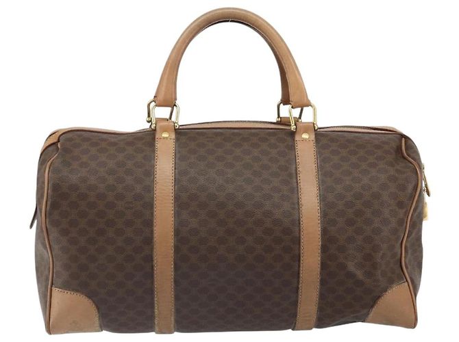 Céline Borsa Boston in tela Macadam CELINE in pelle PVC marrone oro Auth 160040 D'oro - vista 3