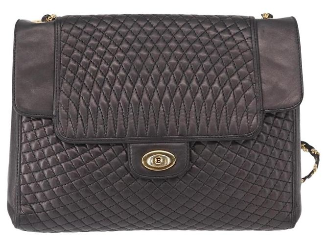 BALLY Borsa a Spalla con Catena Pelle Nera Oro Auth 161547 Nero D'oro - vista 2
