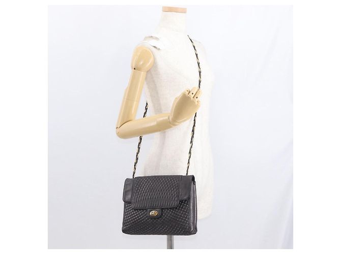 BALLY Borsa a Spalla con Catena Pelle Nera Oro Auth 161547 Nero D'oro - vista 23