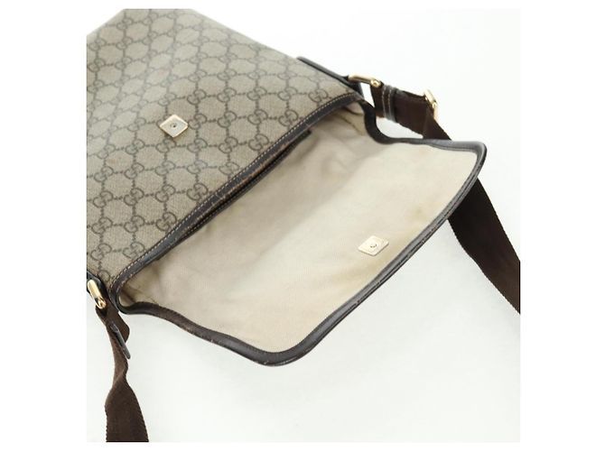Gucci Borsa a Spalla GG Supreme PVC Beige Oro 223666 Auth 162948 D'oro - vista 18
