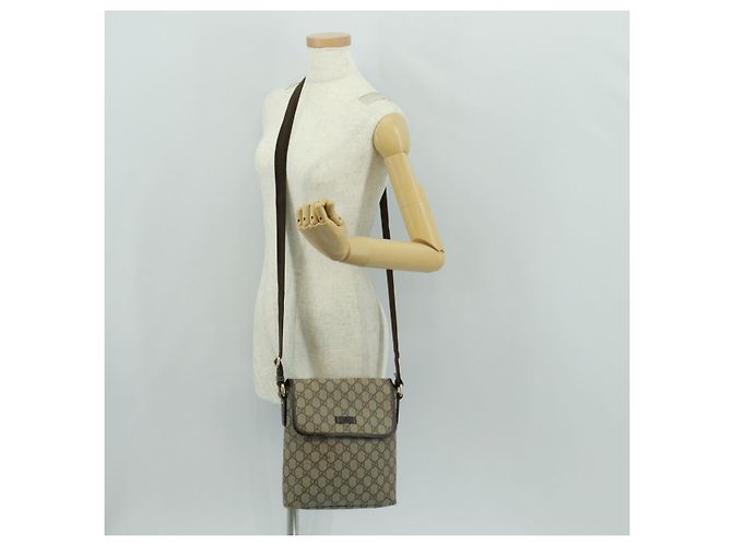 Gucci Borsa a Spalla GG Supreme PVC Beige Oro 223666 Auth 162948 D'oro - vista 26