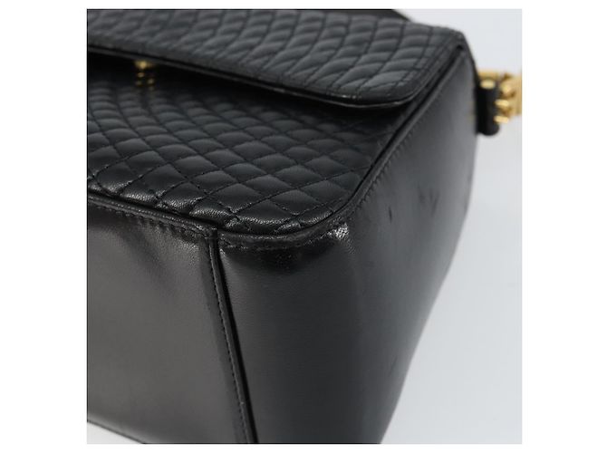 BALLY Bolso de mano de cuero negro y dorado Auth 161359 - vista 10