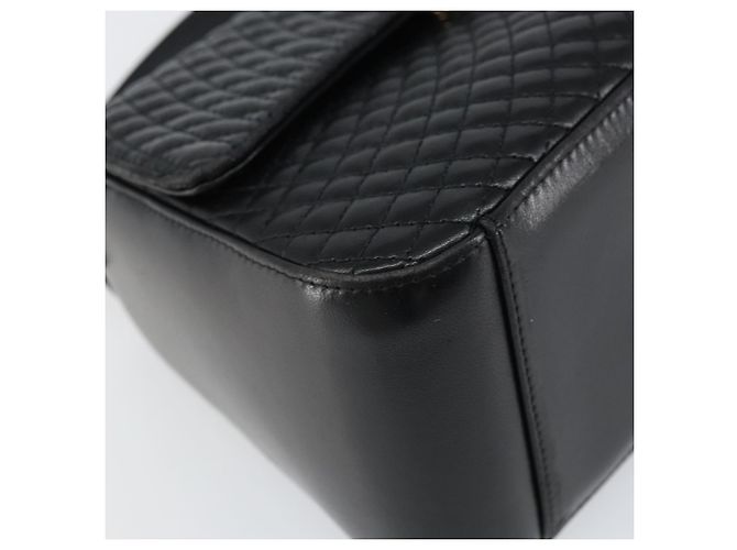 BALLY Bolso de mano de cuero negro y dorado Auth 161359 - vista 11