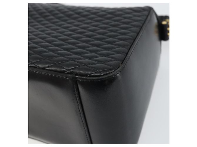 BALLY Bolso de mano de cuero negro y dorado Auth 161359 - vista 12