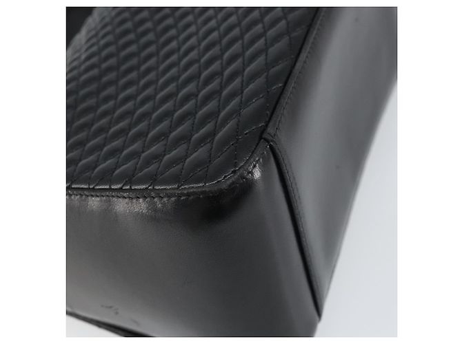 BALLY Bolso de mano de cuero negro y dorado Auth 161359 - vista 13
