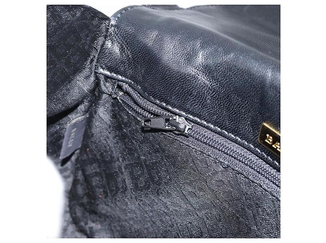 BALLY Bolso de mano de cuero negro y dorado Auth 161359 - vista 20