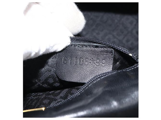 BALLY Bolso de mano de cuero negro y dorado Auth 161359 - vista 22