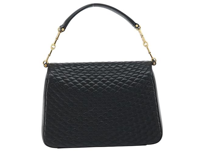 BALLY Bolso de mano de cuero negro y dorado Auth 161359 - vista 3