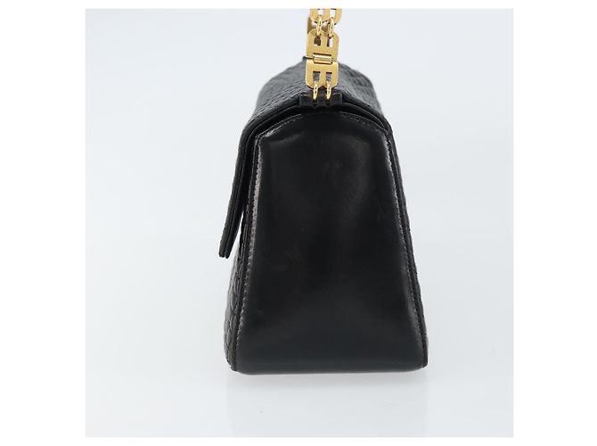 BALLY Bolso de mano de cuero negro y dorado Auth 161359 - vista 4
