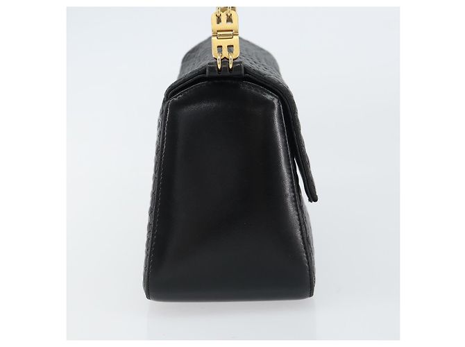 BALLY Bolso de mano de cuero negro y dorado Auth 161359 - vista 5