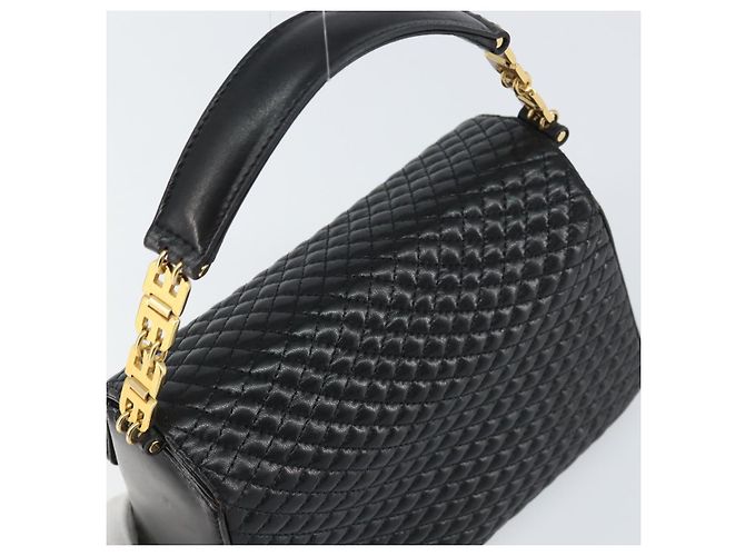 BALLY Bolso de mano de cuero negro y dorado Auth 161359 - vista 6