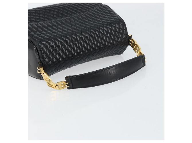 BALLY Bolso de mano de cuero negro y dorado Auth 161359 - vista 7