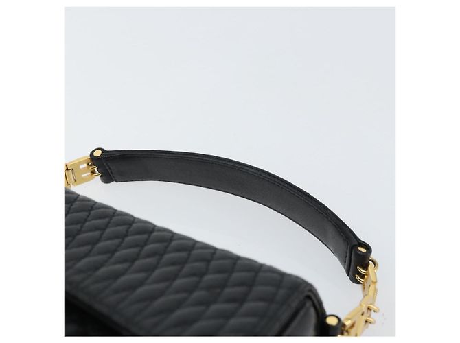 BALLY Bolso de mano de cuero negro y dorado Auth 161359 - vista 8