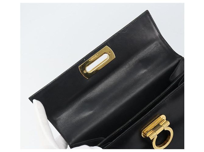 Borsa a mano Gancini in pelle nera e oro Salvatore Ferragamo Auth hk3303 Nero D'oro - vista 15