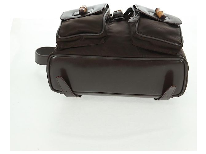 Zaino in nylon Gucci Bamboo marrone argento 003 2058 0016 5 Auth 161352 - vista 11