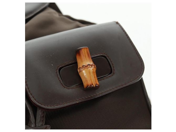 Zaino in nylon Gucci Bamboo marrone argento 003 2058 0016 5 Auth 161352 - vista 16