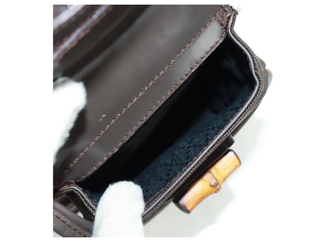 Zaino in nylon Gucci Bamboo marrone argento 003 2058 0016 5 Auth 161352 - vista 18