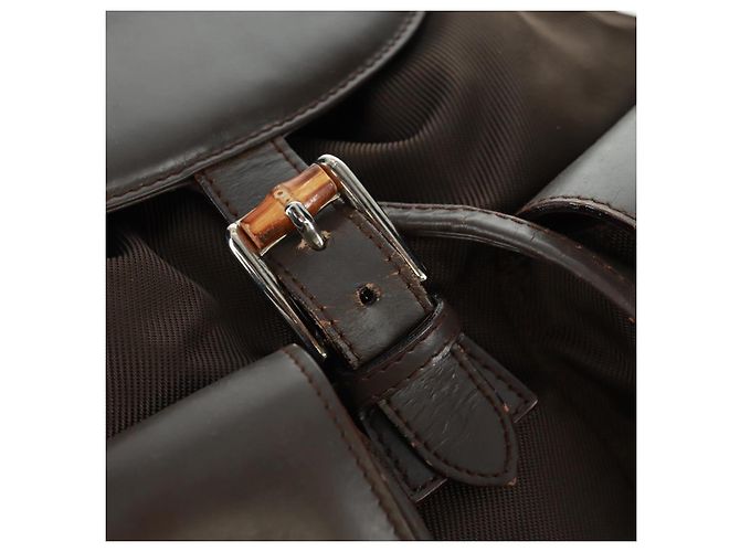 Zaino in nylon Gucci Bamboo marrone argento 003 2058 0016 5 Auth 161352 - vista 19
