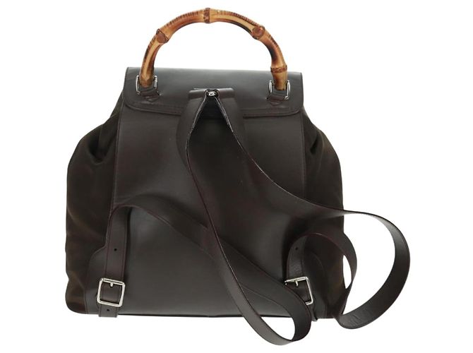 Zaino in nylon Gucci Bamboo marrone argento 003 2058 0016 5 Auth 161352 - vista 3