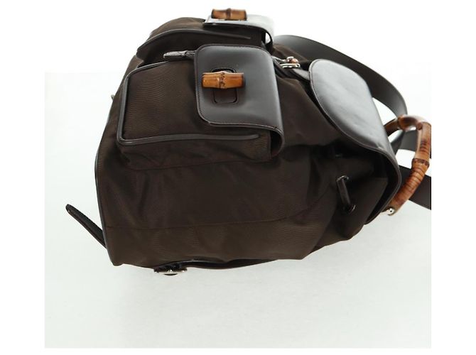 Zaino in nylon Gucci Bamboo marrone argento 003 2058 0016 5 Auth 161352 - vista 6