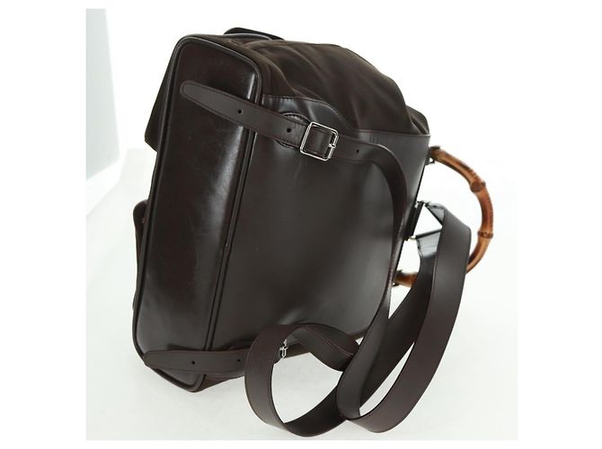 Zaino in nylon Gucci Bamboo marrone argento 003 2058 0016 5 Auth 161352 - vista 9