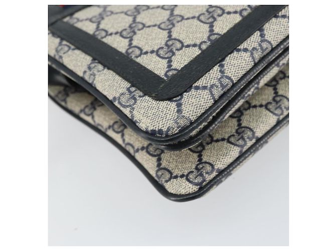 Borsa a Spalla Gucci GG Supreme Sherry Line PVC Blu Navy Oro 41 02 090 Auth 159405 D'oro - vista 11