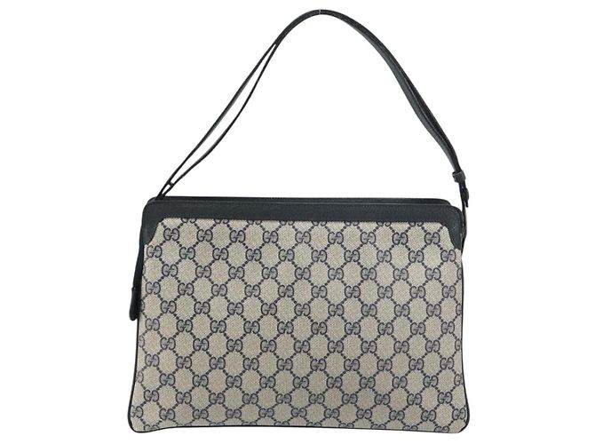 Borsa a Spalla Gucci GG Supreme Sherry Line PVC Blu Navy Oro 41 02 090 Auth 159405 D'oro - vista 3