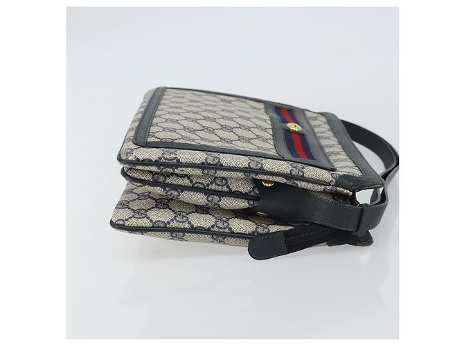 Borsa a Spalla Gucci GG Supreme Sherry Line PVC Blu Navy Oro 41 02 090 Auth 159405 D'oro - vista 4