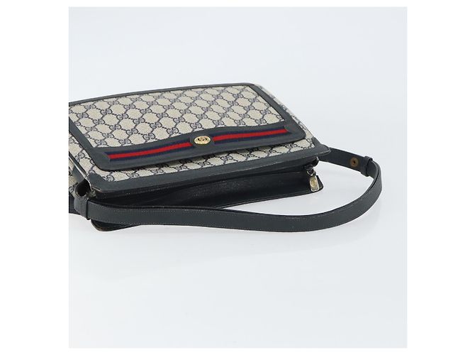 Borsa a Spalla Gucci GG Supreme Sherry Line PVC Blu Navy Oro 41 02 090 Auth 159405 D'oro - vista 7