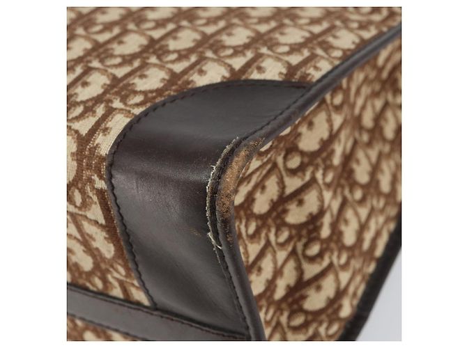 Borsa a mano in tela Trotter Christian Dior Beige Oro Auth 159277 - vista 10