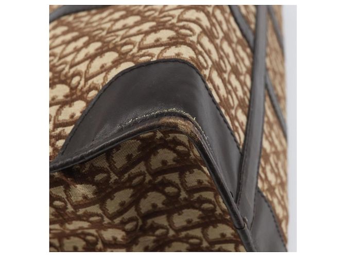 Borsa a mano in tela Trotter Christian Dior Beige Oro Auth 159277 - vista 13