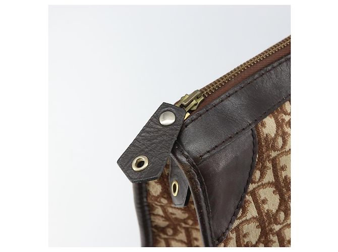 Borsa a mano in tela Trotter Christian Dior Beige Oro Auth 159277 - vista 14