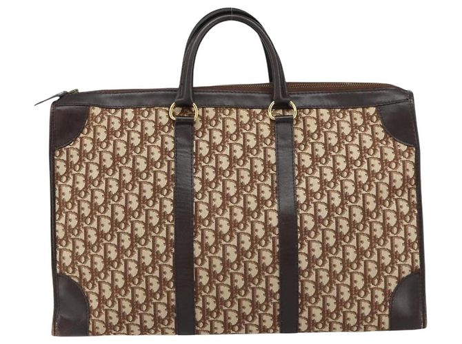 Borsa a mano in tela Trotter Christian Dior Beige Oro Auth 159277 - vista 2