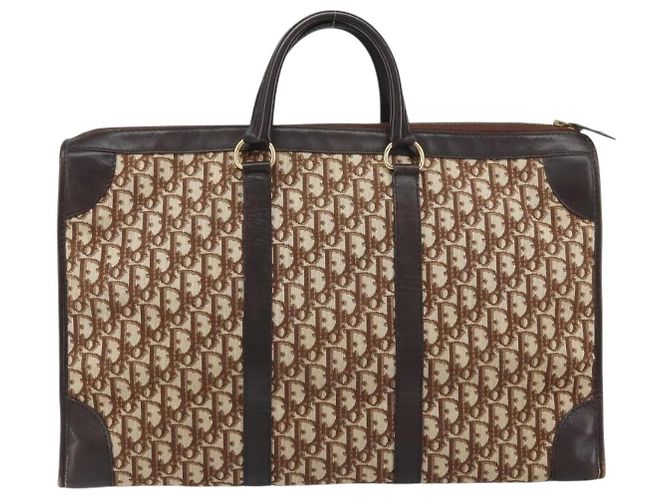 Borsa a mano in tela Trotter Christian Dior Beige Oro Auth 159277 - vista 3