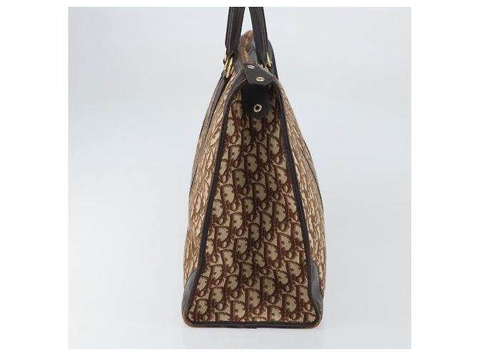 Borsa a mano in tela Trotter Christian Dior Beige Oro Auth 159277 - vista 4