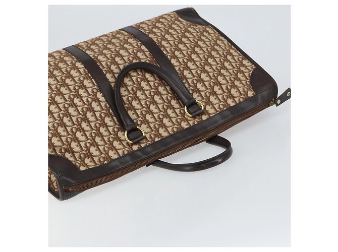 Borsa a mano in tela Trotter Christian Dior Beige Oro Auth 159277 - vista 6