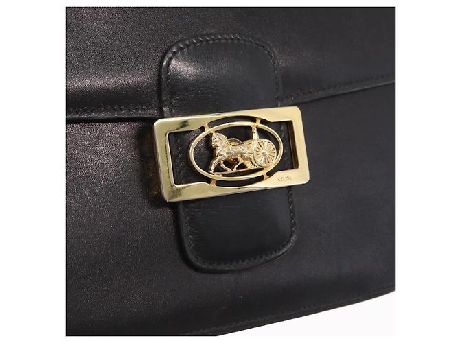 Céline Borsa a Spalla CELINE in Pelle Nera Oro Auth 160698 Nero D'oro - vista 15