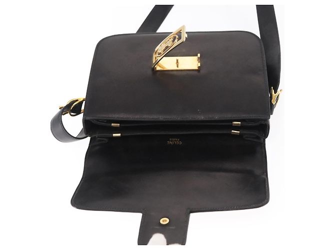 Céline Borsa a Spalla CELINE in Pelle Nera Oro Auth 160698 Nero D'oro - vista 16
