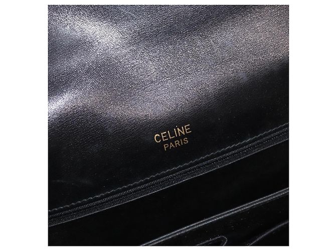 Céline Borsa a Spalla CELINE in Pelle Nera Oro Auth 160698 Nero D'oro - vista 17