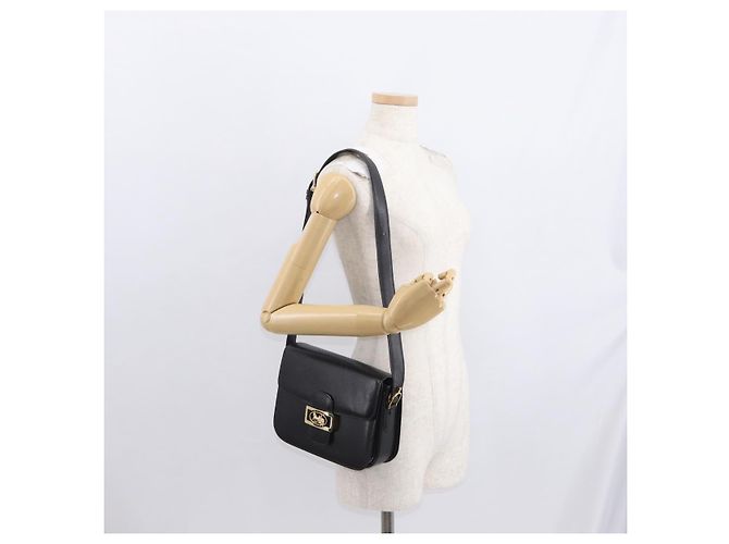 Céline Borsa a Spalla CELINE in Pelle Nera Oro Auth 160698 Nero D'oro - vista 25