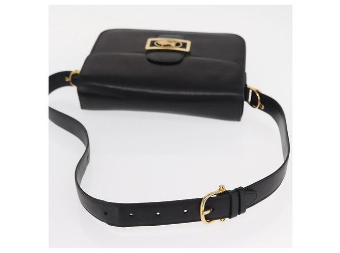 Céline Borsa a Spalla CELINE in Pelle Nera Oro Auth 160698 Nero D'oro - vista 7