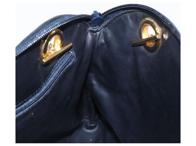 BALLY Bolsa de Ombro com Corrente Couro Marinho Dourado Auth 161052 Azul marinho - vista 18